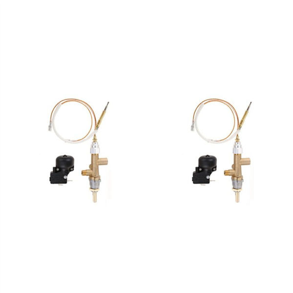 2x Gas Patiovarmer Kontrolventil Termoelement Sensor Propangas Dump Switch Knap Pejs Kontrol Sikkerhedspilot Port Samling