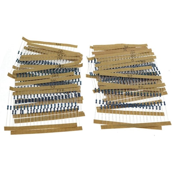 1280 st/ask 64 värden 1% Resistor Kit Metallfilm Resistor Sortiment Kit 1Ohm-10Mohm Resistor Provkit