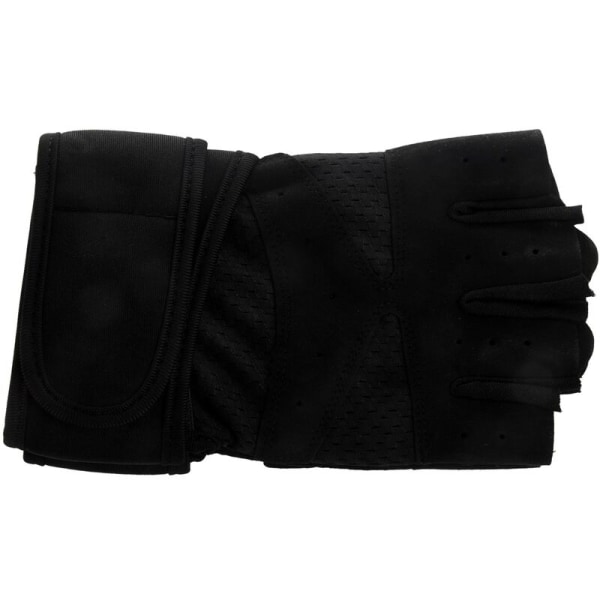Utomhus Halvfingrar för Kvinnor Lång Handledsskydd Styrketräning Andningsbar Sport Anti-Slip Svart M