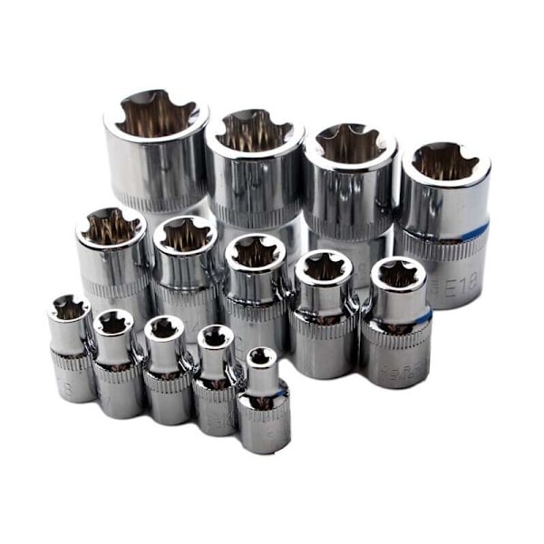 E Star E4-E24 E-Torx Hun Socket Sæt Udvendig Hex Socket Møtrik 14stk