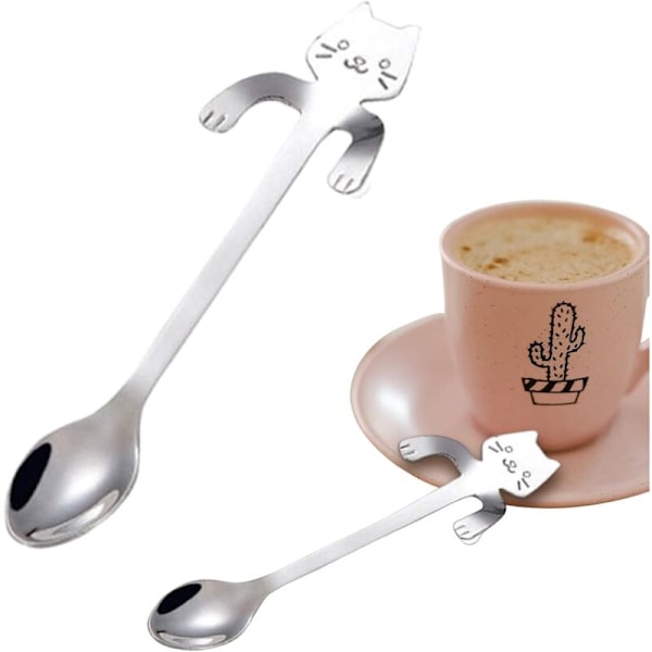 Mini Katte Kaffe Ske, Katteske, Køkkenredskaber, Dessert Ske, Hjemme Gadget, Rustfrit Stål Bestik -