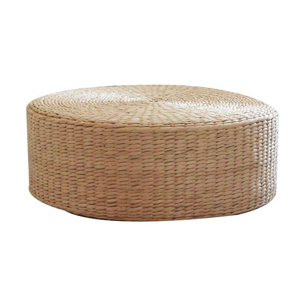 - Sittkudde för golv, rund stoppad golvmatta av halm för inomhus och utomhus (45 cm x 10,5 cm)