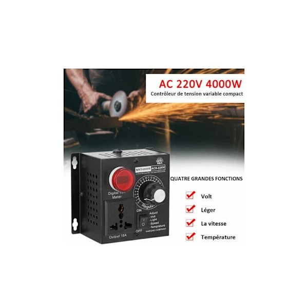 AC 220V 4000W Kompakt Styrenhet Variabel Spänning Hastighet Bärbar Temperatur Ljus Spänning Justerbar Dimmer-
