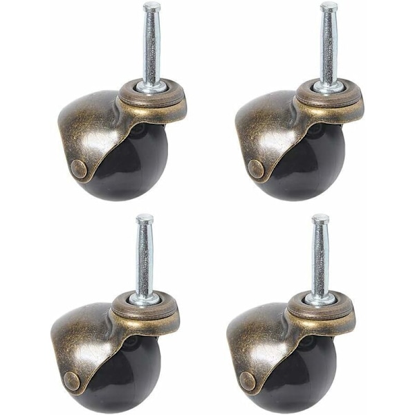 Svingbare hjul, 360 graders roterende kulehjul, topplate med deksel, møbelhjul, 4 stykker (kulehjul med grep ring stang, 2 \"50 mm