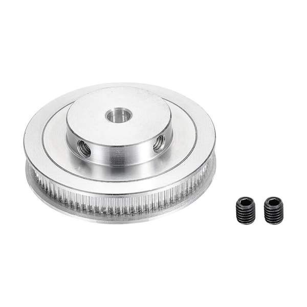 2x Synkroniserad Remskive, Borr 80 Tänder 8mm, Silver Aluminium Hjul med M5 Skruv för 3D-skrivare Bälte