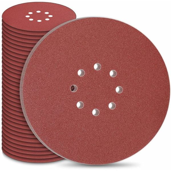 225mm hiomalevy, 225mm hiomalevy 8 reikää 50kpl 225mm hiomalevyt 10X P40/60/80/120/240 tarranauha hiomalevyt pitkäkaulaisille hiomakoneille, Pl