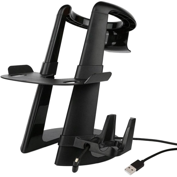 AMVR VR-stativ 3D Virtual Reality Headset Glass Display Stand, VR Headset Station med USB-kabel for lading og plassering med kontroller