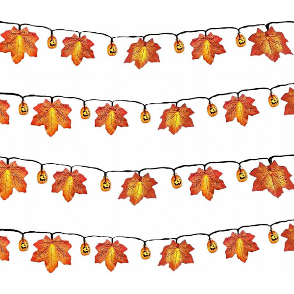 Tackgiving Halloween Batterilåda LED Lönnlöv Fairy Lights Inomhus och Utomhus Dekorativa Fairy Lights 6M 40 Ljus USB Pool Boy (B, One Size)