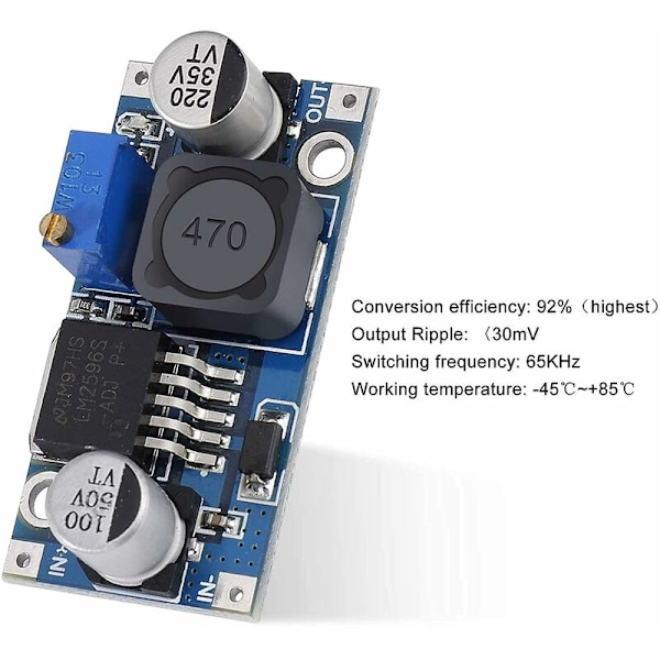 DC-DC Step Down Converter LM2596 Buck Converter 3.2-40V till 1.25-35V Justerbar Strömförsörjningsmodul 6 st