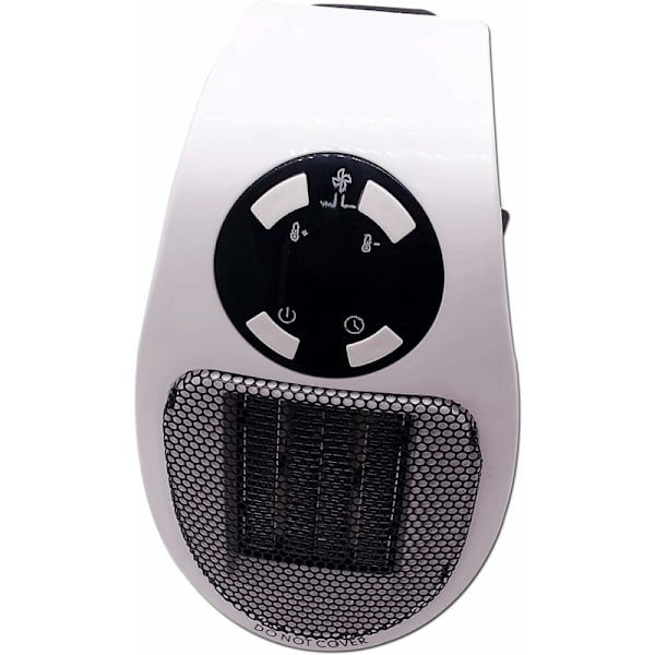 Kompakt Väggmonterad Värmefläkt - Justerbar Termostat - LED Digital Display - Tyst - 2 Hastigheter - Fjärrkontroll - 400 Watt - Vit