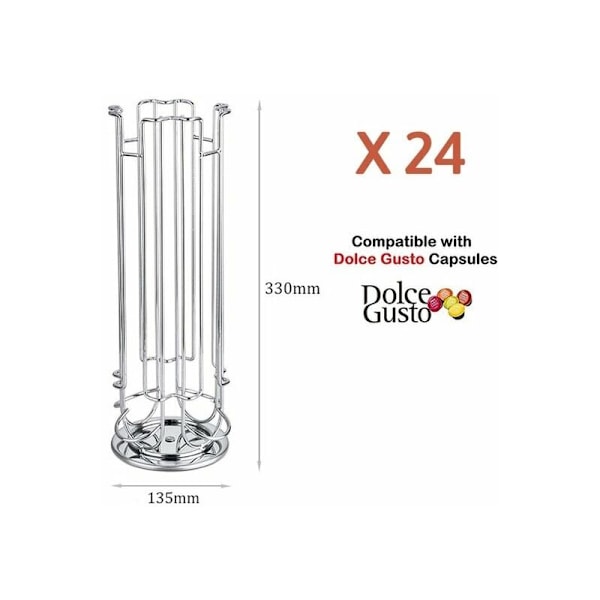Dolce Gusto Kaffeekapselholder, Roterende Dispenser Kapselholder for 24 Kapsler, Dolce Gusto Oppbevaringsstativer, 360 Graders Roterende Kapselrekke