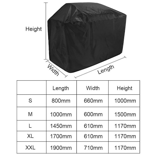 Grilldeksel, Robust Oxford-stoff, Vanntett, Støvtett og Anti-UV, Utendørs Grilldeksel, Xxl (190 x 71 x 117)