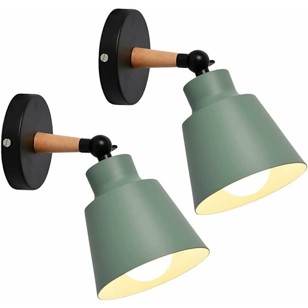 2 Pakker Industrielle Vintage Vægsconces Loftlampe Armaturer E27 Metal Justerbar Retro Indendørs Vægslampe (Grøn)