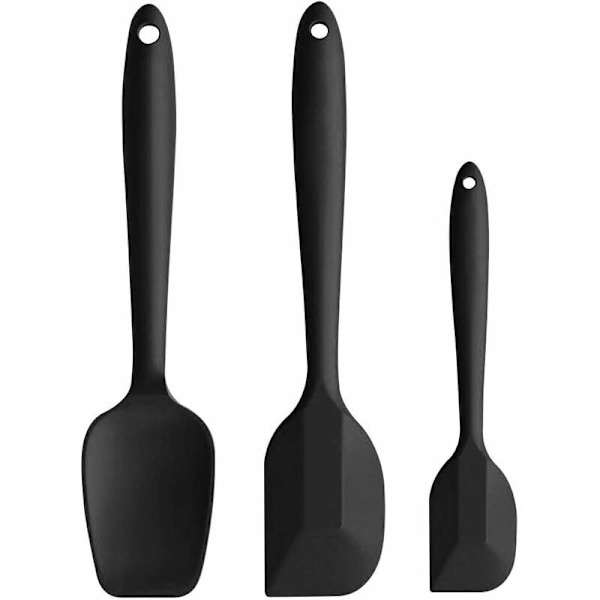 Sæt med 3 køkkenredskaber - Silikondejskraber 100% fødevaresikker varmebestandig Køkken non-stick tilbehør - Sort-Fei Yu