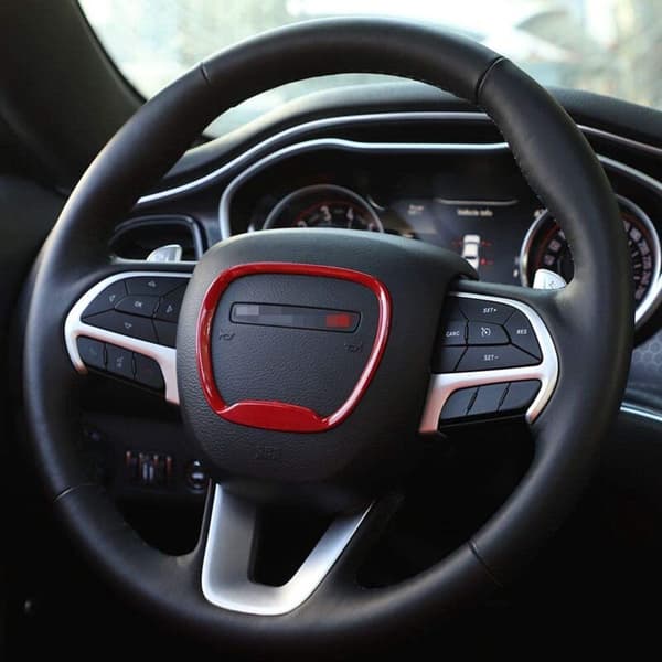 Rattskinn Trim Innvendige Tilbehør for 2015-2020 Charger 2014-2020 Durango ABS, Rød