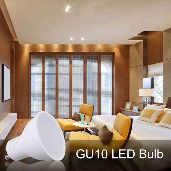 GU10 LED-lampor, 7W motsvarande 70W halogenlampa, 550 ml, varmvit 3000K, 120° breda strålar, spotlight LED-lampor, 10-pack [Energiklass A++] [Energiklass C