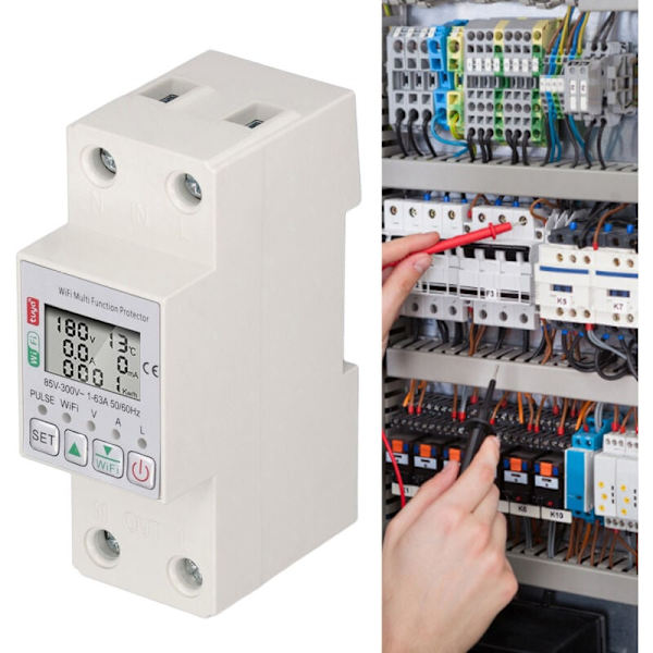 WiFi Smart Strömmätare Brytare Tuya Energiförbrukningsskydd Multifunktionell Skydd Med Mätning AC85-300V 63A