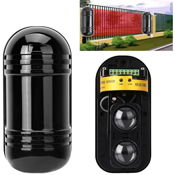 Osynlig Strålebarriär, Aktiv Detektion, Digital Puls-Infraröd Sensor, 100m IR-Alarm -