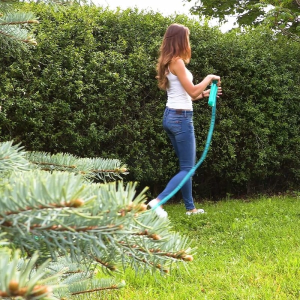 Trädgårdsslang, platt bevattningsvattenlans, för trädgården, hål, redo att ansluta, 7,5 meter, grön