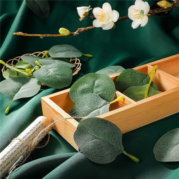 100 stk. Eukalyptusblader Kunstige Roser Blomster Bryllup Jul Dekorasjon Girlander Materiale