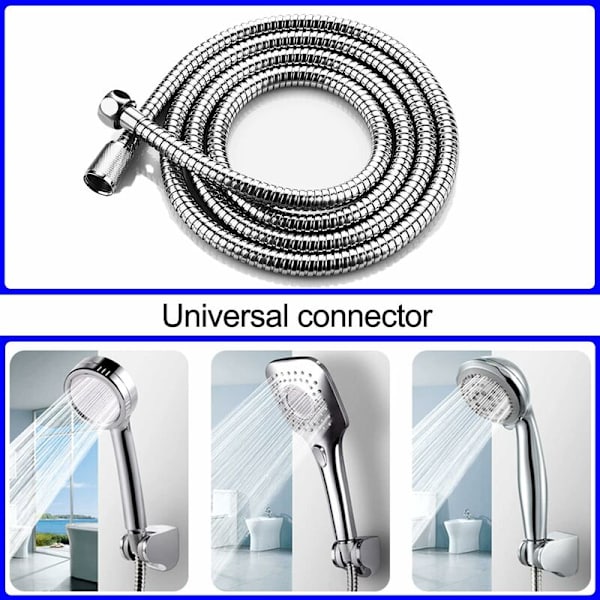 Dusjslange, 2m rustfritt stål dusjslange, universell dusjslange, universell gjengetilkobling (G1/2 tommer) (2m)