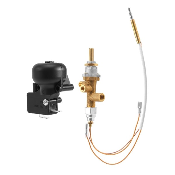 Gassvarmer for terrasse, kontrollventil, termoelement, sensor, propandumpbryter, knapp, brannpanne, kontroll, sikkerhetspilot, portmontering