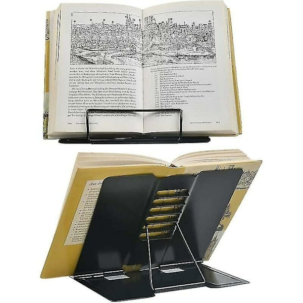 Foldbar justerbar metalhylde læsestativ, 6 justerbare vinkler 21 19cm