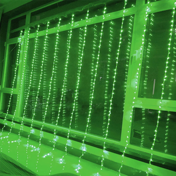 300 LED Solcellsvattenfall Fairy String Lights Dekoration, Trädgårdsfest Bröllop Grön