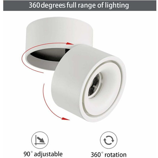 10W LED Loftlamper Loftlys, Justerbar lampehusvinkel, Lampe spotlights, Loftlamper, Loftvæglys, justerbar loft