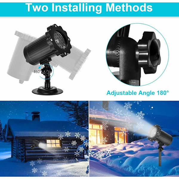 LED-projektor Jullampa Snöfall Ljus med Fjärrkontroll IP65 Vattentät Utomhus och Inomhus Juldekoration Snöflinga LED Julprojektor