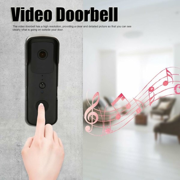 WiFi Smart Videodørklokke, 1080P Trådløs Dørklokke, To-vejs Lyd, Bevægelsesdetektering, Nattesyn, Batteridrevet, til Tuya Smart APP Fjernbetjening
