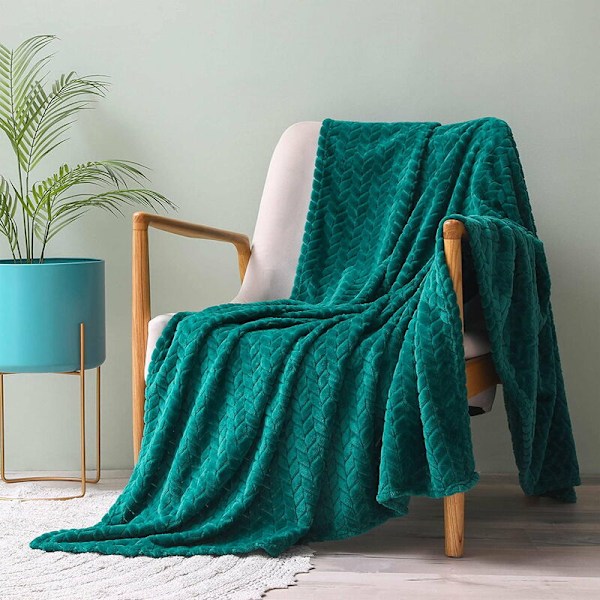 Super Blød Flannel Tæppe, Høj Kvalitet Mikrofiber, Teal 127 x 178cm, Hyggelig og Varmt, Velegnet til Alle Sæsoner