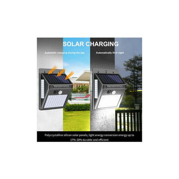 100 LED solcelle vegglampe, vanntett IP65, energisparende sensorlampe