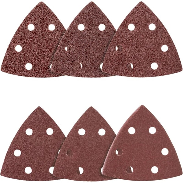 Delta-Slibeskiver │ 50 stk. │ 6 huller │ 93 x 93 x 93 mm │ korn 120 │ til deltaslibere │ Slibeskiver │ Sandpapir