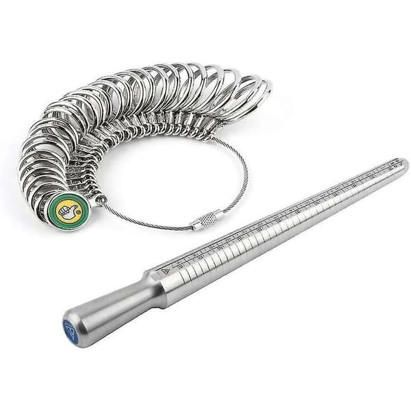 Fingermåler til ring, ringstørrelsesmåler, metalsæt til ringstørrelsesmåler, fingermålering med ringe