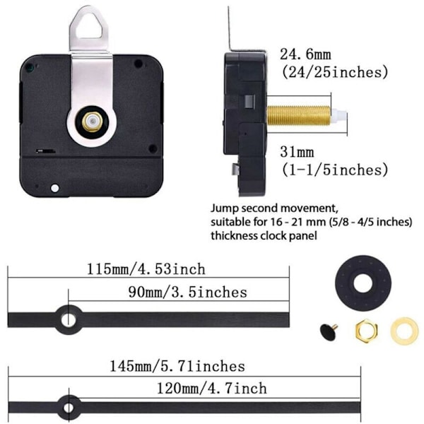 5x Kvartsurverk för Klocka med Lång Axel 31mm DIY Reparationskit Ersättning