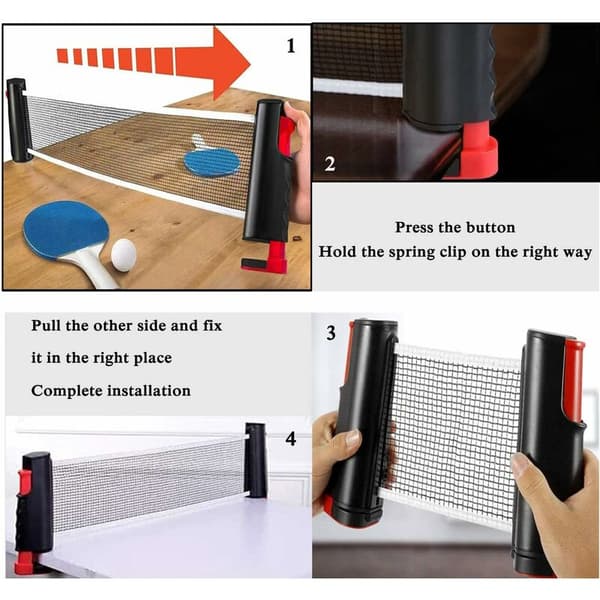 Retractable Ping Pong Net, Portable Table Tennis Net Stand, Perfect for Ping Pong Table, Desk, Dining Table, Adjustable Length 190CM