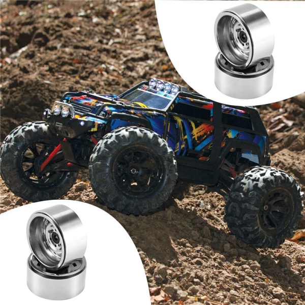 4 st 1,9 tum metallfälg med pärllås för 1/10 RC Crawler bil silver