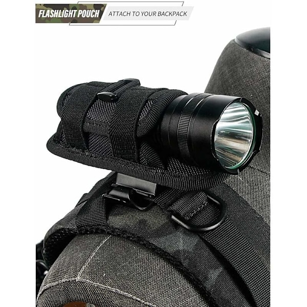 Taktisk Ficklampa Holster, Rotationsbar Ficklampahållare Taktisk Fackla Bärväska med 360 Graders Karabinkrok