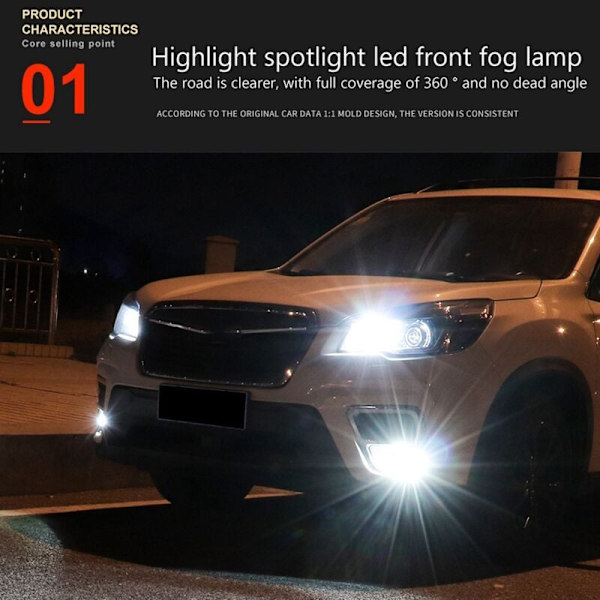 LED-tåkelyspærer til bil for Forester 2019 2020 2021 LED-kjørelys, vanntett, gult