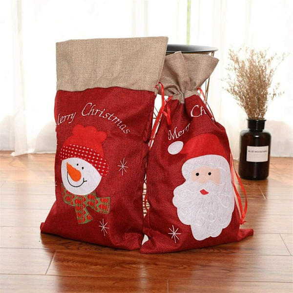 2 st Stora Jultomte Canvas Jul Säcken 58 x 33 cm Jultomte Säcken för Julgåva Dekoration