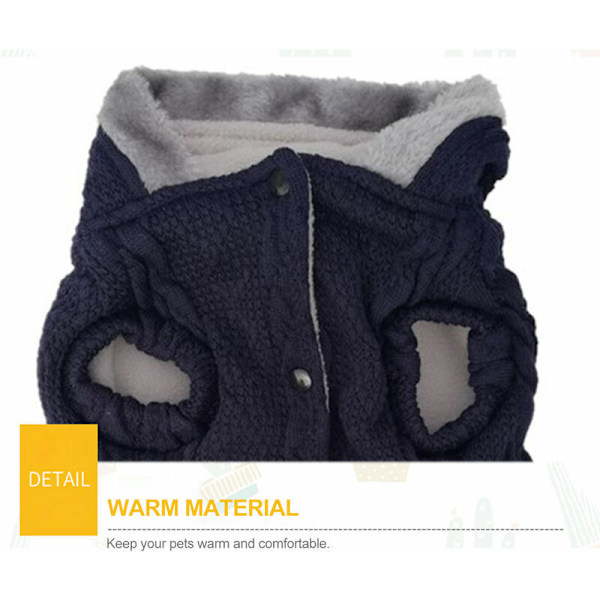 Kæledyrstøj Strikkede Hættetrøje til Hund Kat Pullover Sweatshirt Varmt og Blødt Vintertøj til Hunde Små og Mellemstore Kæledyr, Blå, M