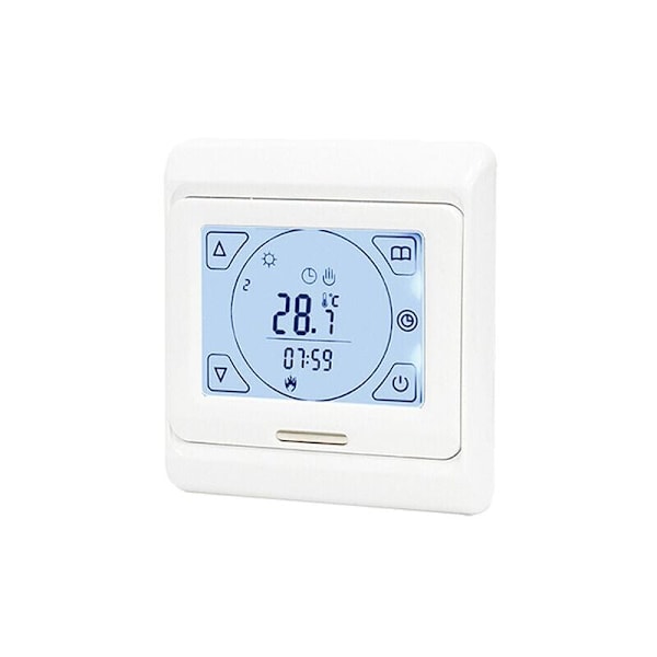 Programmerbar elektrisk golvvärme termostat 16A med sond, digital rums termostat golvvärme regulator LCD pekskärm, 1 st