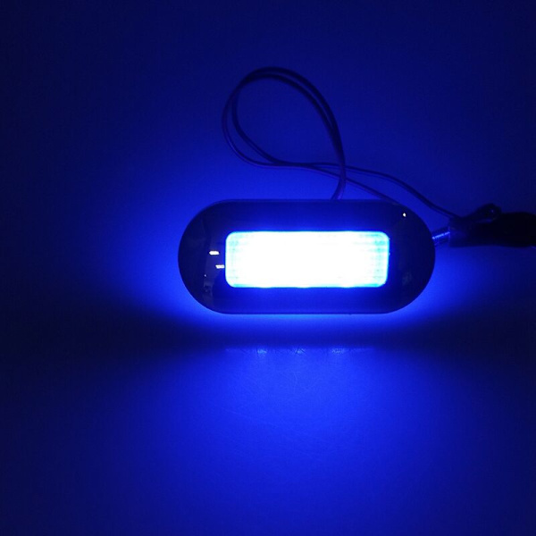 12V Bådnatslys LED Høflighedslys Dæk Agterstav Lys Rustfrit Blå