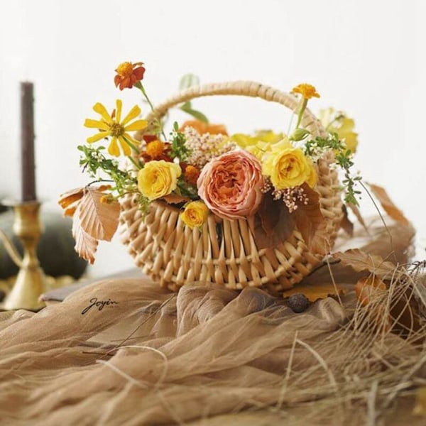 Mini bärbar blomkorg Halvmåne Pil Blomsterarrangemang Korg Foto Rekvisita Blommor Handvävd Blomkorg