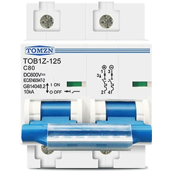 Tomzn 2p DC Mcb -suoja-automaatti 600 V, 80 A