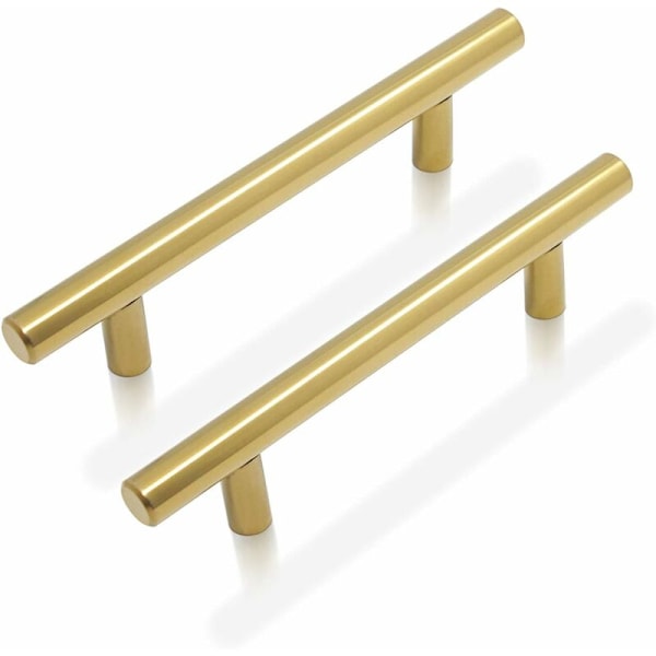 Børstet Messing Køkken Skabsdørsgreb Rustfrit Stål T-Formet Knapper Centerafstand 96MM - 1 stk