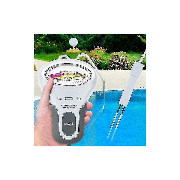 2 i 1 Ph Klor Tester Pc-102 Ph Tester Klor Vattenkvalitet Testenhet Cl2 Mätning för Simbassäng Akvarium -