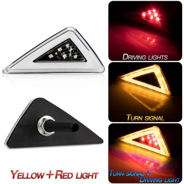 2 stk. Motorcykel Triple-Corner Flush Mount LED Blinklys 12V Universal Side