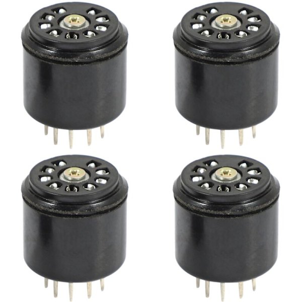 4X 9-bens Bakelite Vakuumrørstikkontaktbeskytterbase til 12AX7 12AU7 ECC82 ECC83 forstærkere, 4 stk.